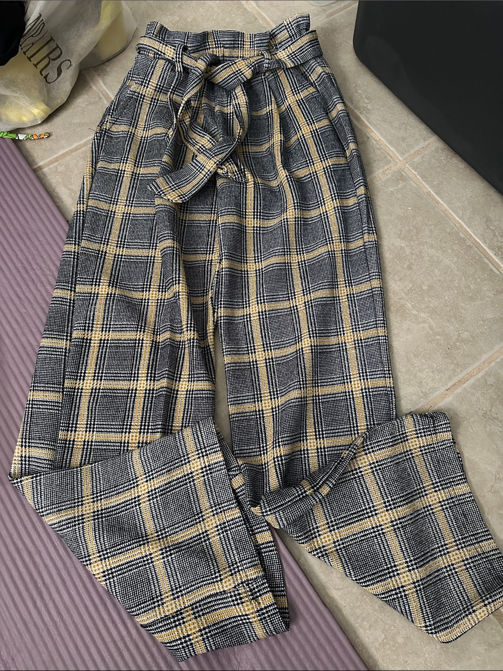 Hot Kiss Plaid Pants with Tie Waist